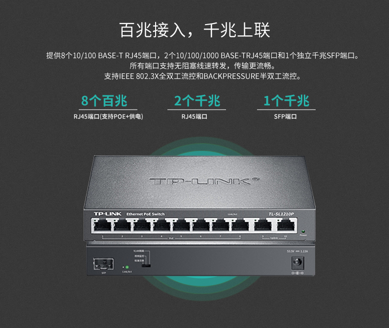 普聯 千兆上聯以太網PoE交換機